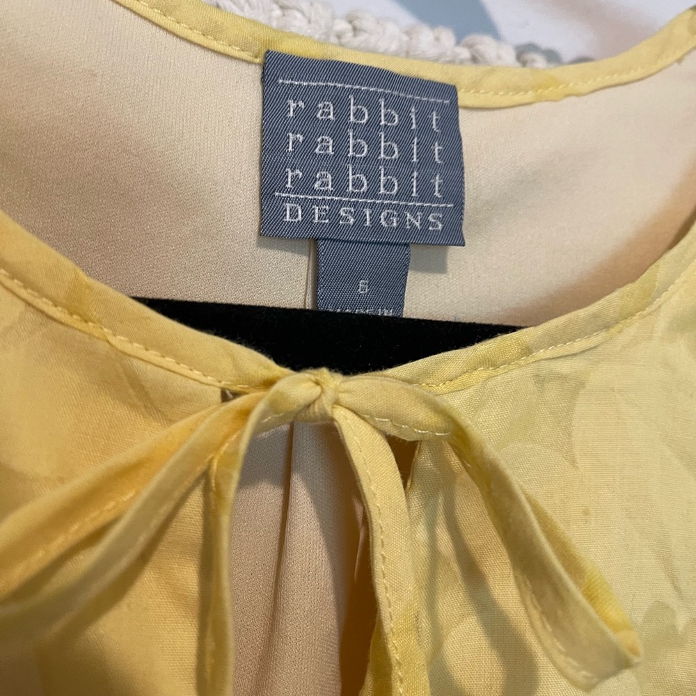 Rabbit Rabbit Rabbit Yellow Floral Summer Tea Dress W/ Pockets Sz S - Picture 3 of 11